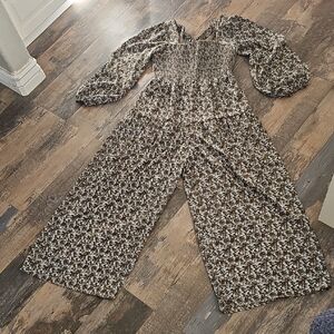 JODIFL Black With Blue And Yellow Floral Patterned Jumpsuit